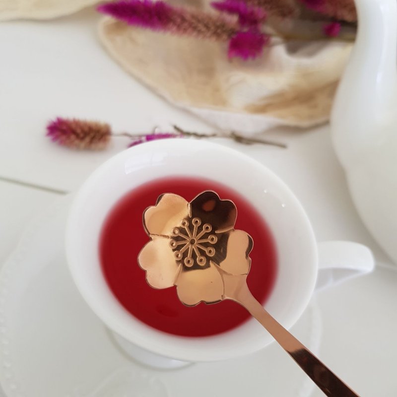 Conjunto 4 Colheres Aço Inox Para Chá Cabo Cerâmica Flowers
