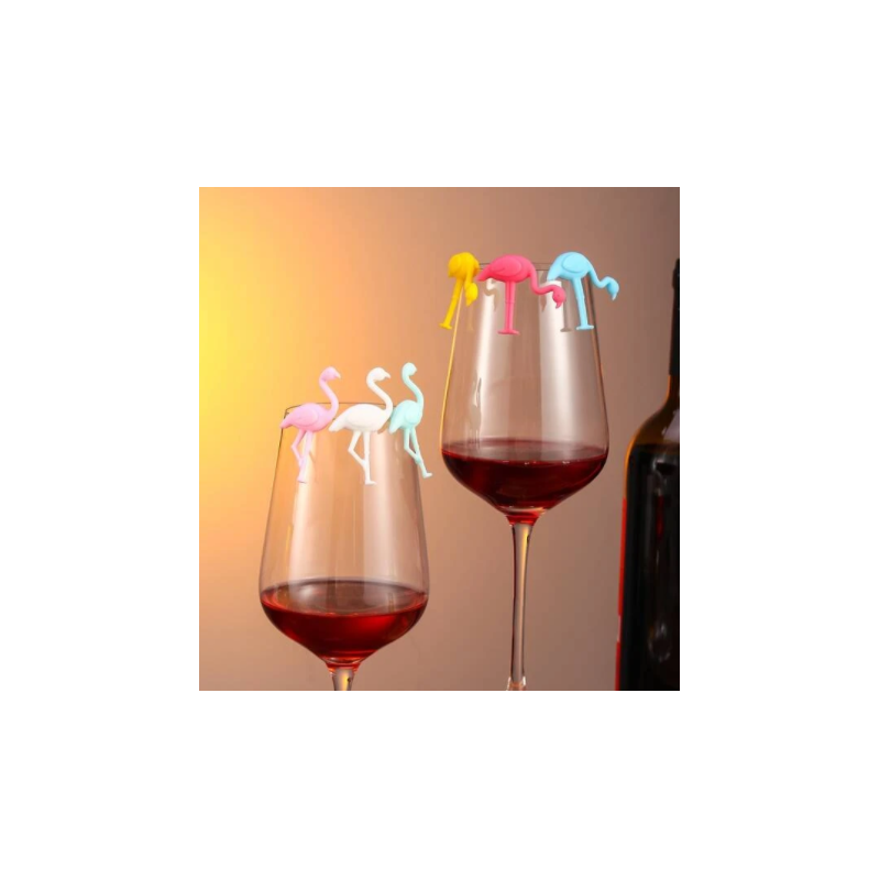 50 marcador tacas de vinho silicone flamingo 6 pecas colorido casa cafe mel