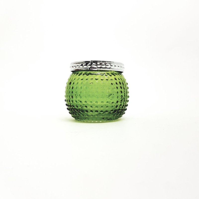 hd02307 vd castical de vidro com borda metal pontilhado verde casa cafe mel