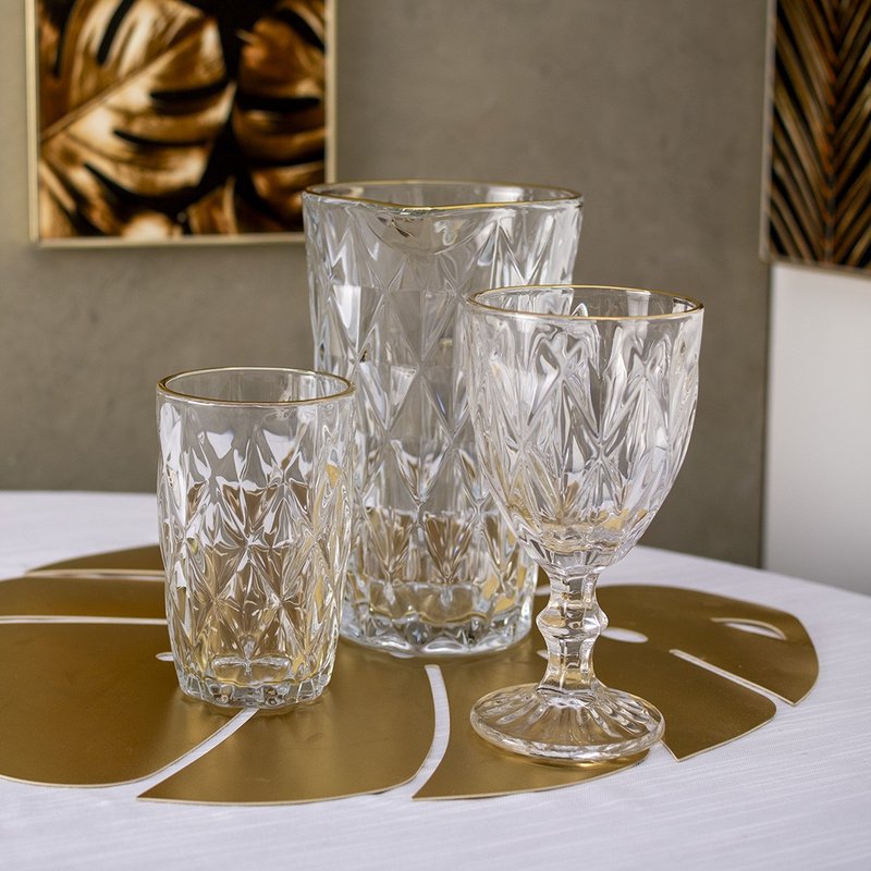 Copo De Vidro Com Filete Dourado Havan Casa 370Ml - Vidro Transparente