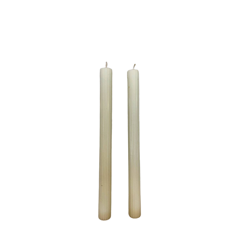 0020 veconjunto 2 velas riscada fina cera vegetal off white 25x2cm